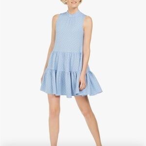 Calvin Klein Women's Mock Dress with Back Neck Tie Chambray White Size 12